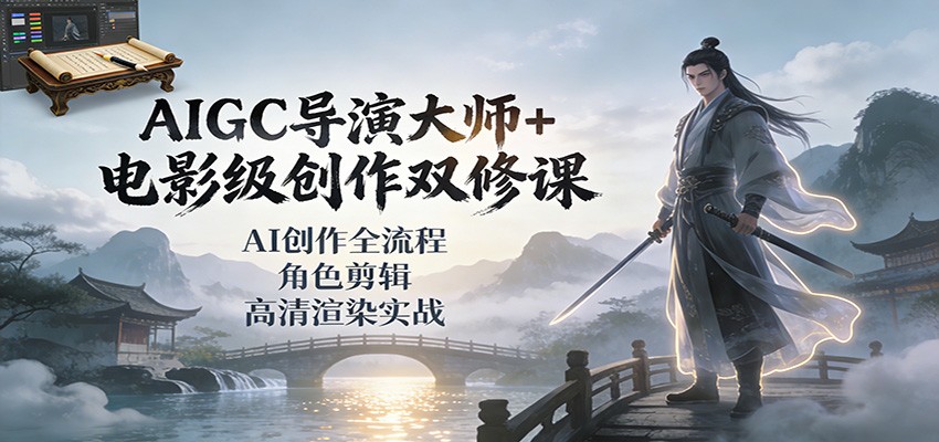 AIGC导演大师+电影级创作双修课:AI创作全流程、角色剪辑、高清渲染实战-小目标云网创