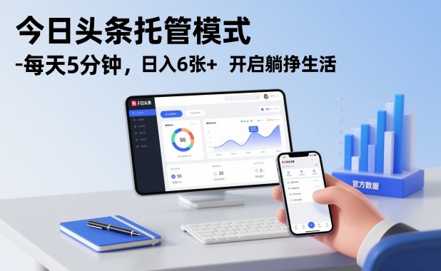 今日头条托管模式,每天5分钟,日入6张+,开启躺挣生活【揭秘】-小目标云网创