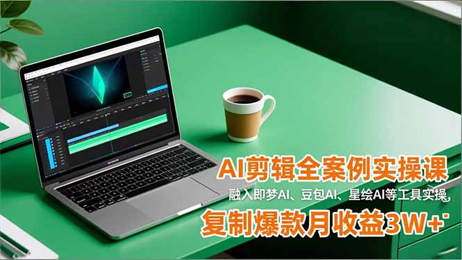 AI剪辑全案例实操课,融入即梦AI、豆包AI、星绘AI等工具实操,复制爆款月收益3W+-小目标云网创