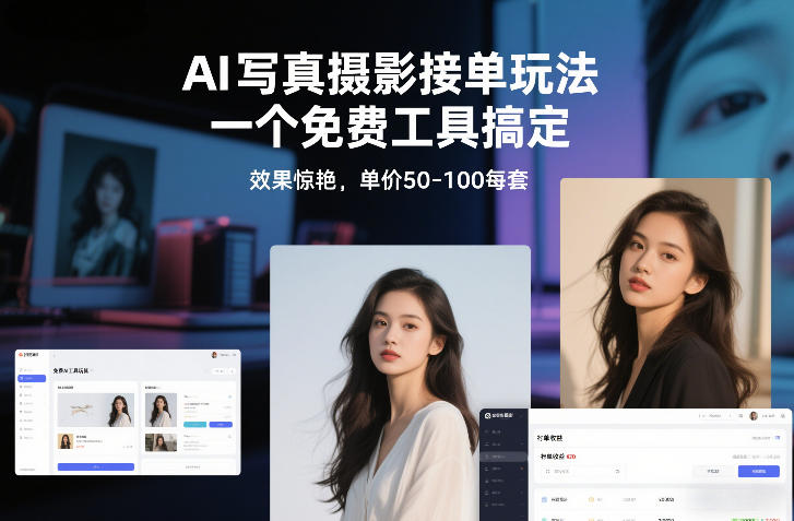 AI写真摄影接单玩法，一个免费工具搞定，效果惊艳，单价50-100每套-小目标云网创