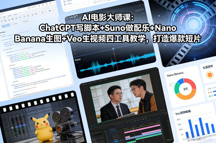 AI电影大师课:ChatGPT写脚本+Suno做配乐+Nano Banana生图+Veo生视频,打造爆款短片-小目标云网创