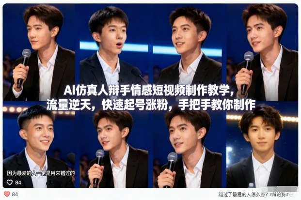 AI仿真人辩手情感短视频制作教学,流量逆天,快速起号涨粉,手把手教你制作-小目标云网创