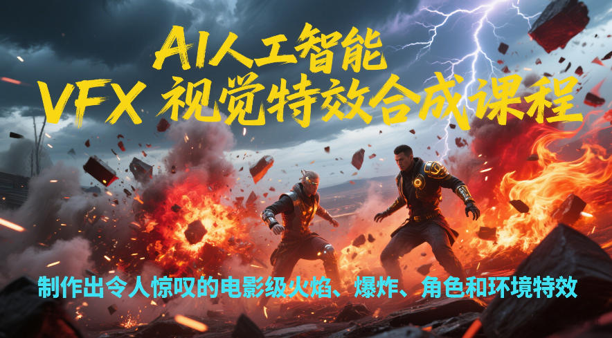 AI人工智能VFX视觉特效合成课程,制作出令人惊叹的电影级火焰、爆炸、角色和环境特效-小目标云网创