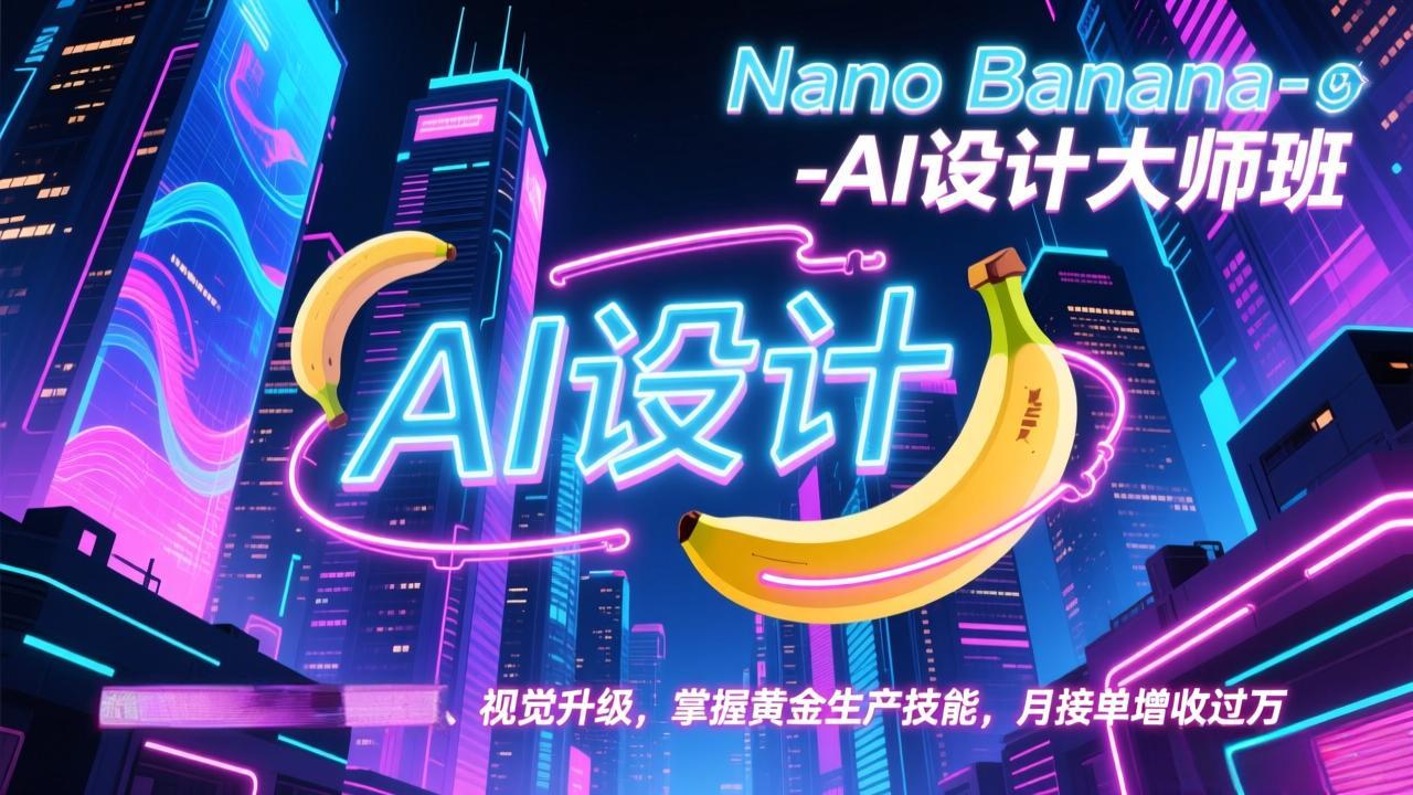 Nano Banana-AI设计大师班,修图合成、广告创作、视觉升级,掌握黄金生产技能,月接单增收过万-小目标云网创