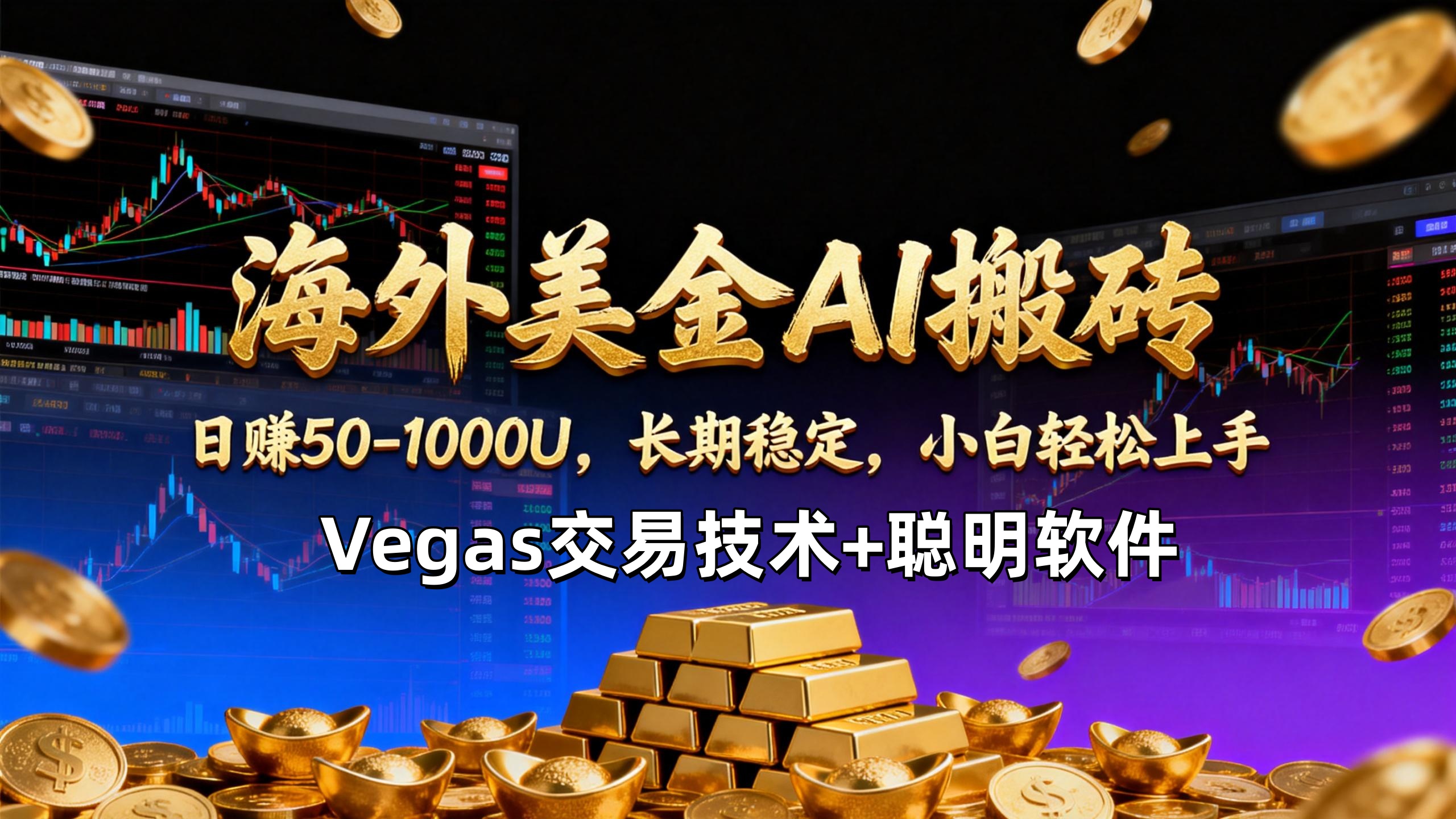 【海外美金AI搬砖】Vegas交易技术+聪明软件，日赚50-1000U，长期稳定，小白轻松上手。-小目标云网创