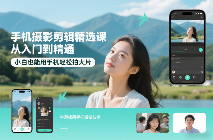 手机摄影剪辑精选课，从入门到精通，小白也能用手机轻松拍大片-小目标云网创