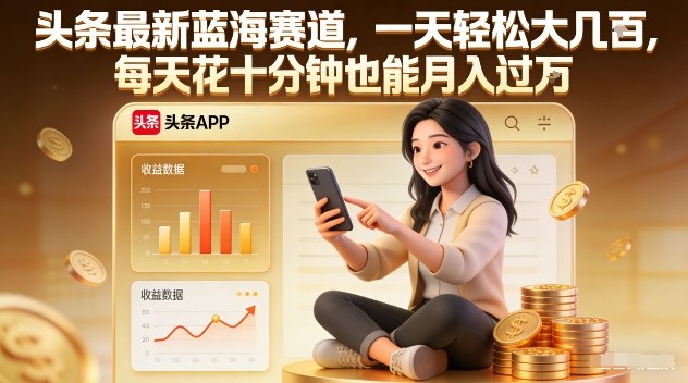头条最新蓝海赛道,一天轻松大几张,每天花十分钟也能月入过1W【揭秘】-小目标云网创