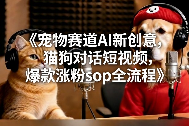 宠物赛道AI新创意,猫狗对话短视频,爆款涨粉sop全流程-小目标云网创