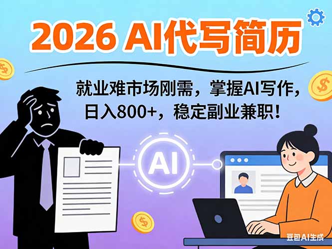 AI代写简历，超暴利，用万能模板月入1-3万实战教程，2026年市场刚需！-小目标云网创