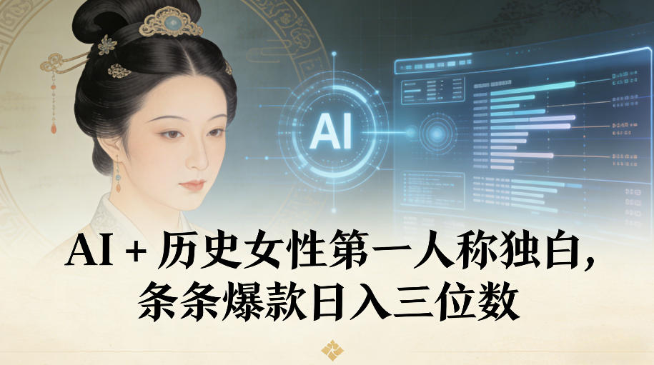 AI+历史女性第一人称独白，条条爆款日入三位数-小目标云网创